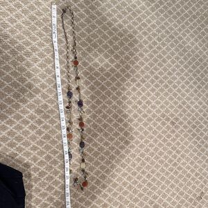 Colorful Beaded Necklace with Orange and Purple Highlights